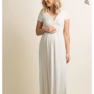 Pink blush Cream Maternity Maxi Dress